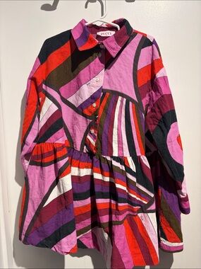 Girls (6) Emilio Pucci Pink, Red & Purple Graphic Button-Front Dress